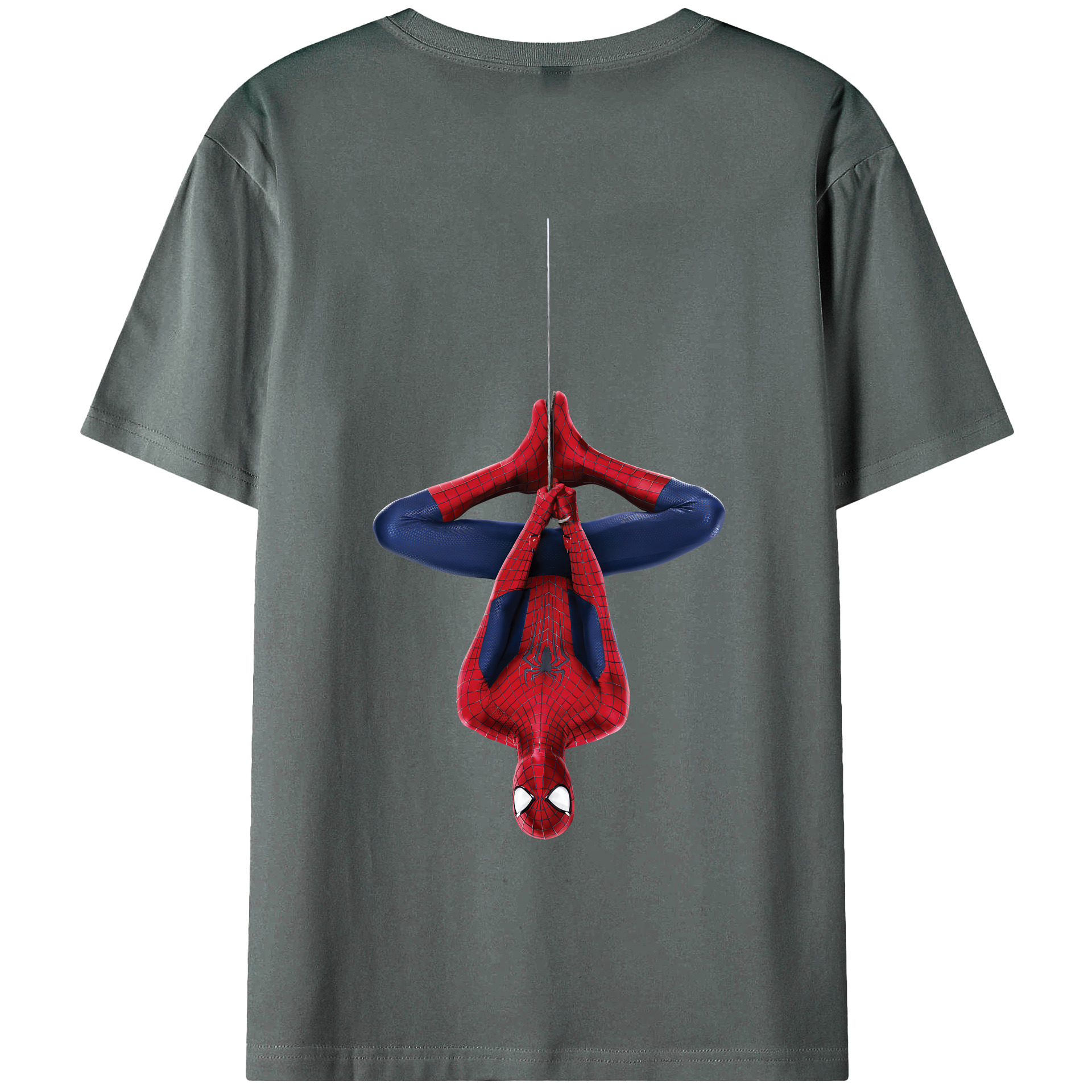 （画像用） Spider Man スパイダーマン 綿100％ メンズ半袖Tシャツ（バックプリント） 通気性
